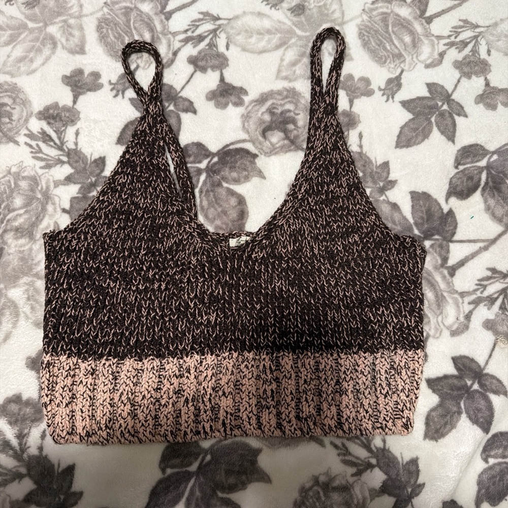 Free People Knit Crop- Black and Pink